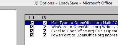Open Office Load Save options for MS Office